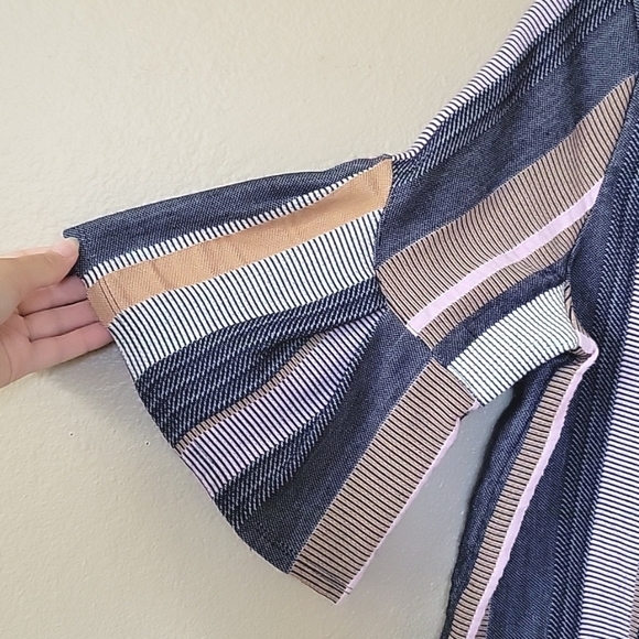 Anthropologie Dolan Left Coast Collection Striped Bell Sleeve Jacquard Top - Picture 3 of 6